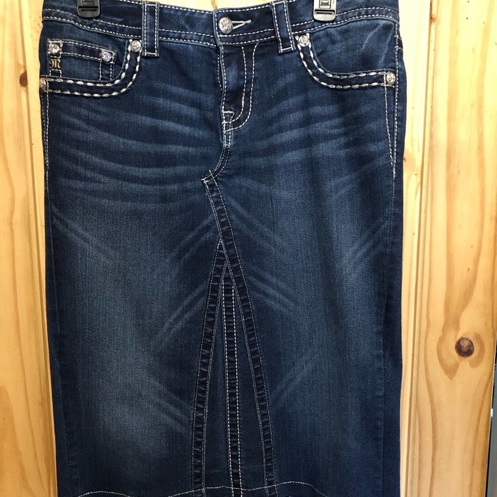 Miss Me denim skirt made from jeans.